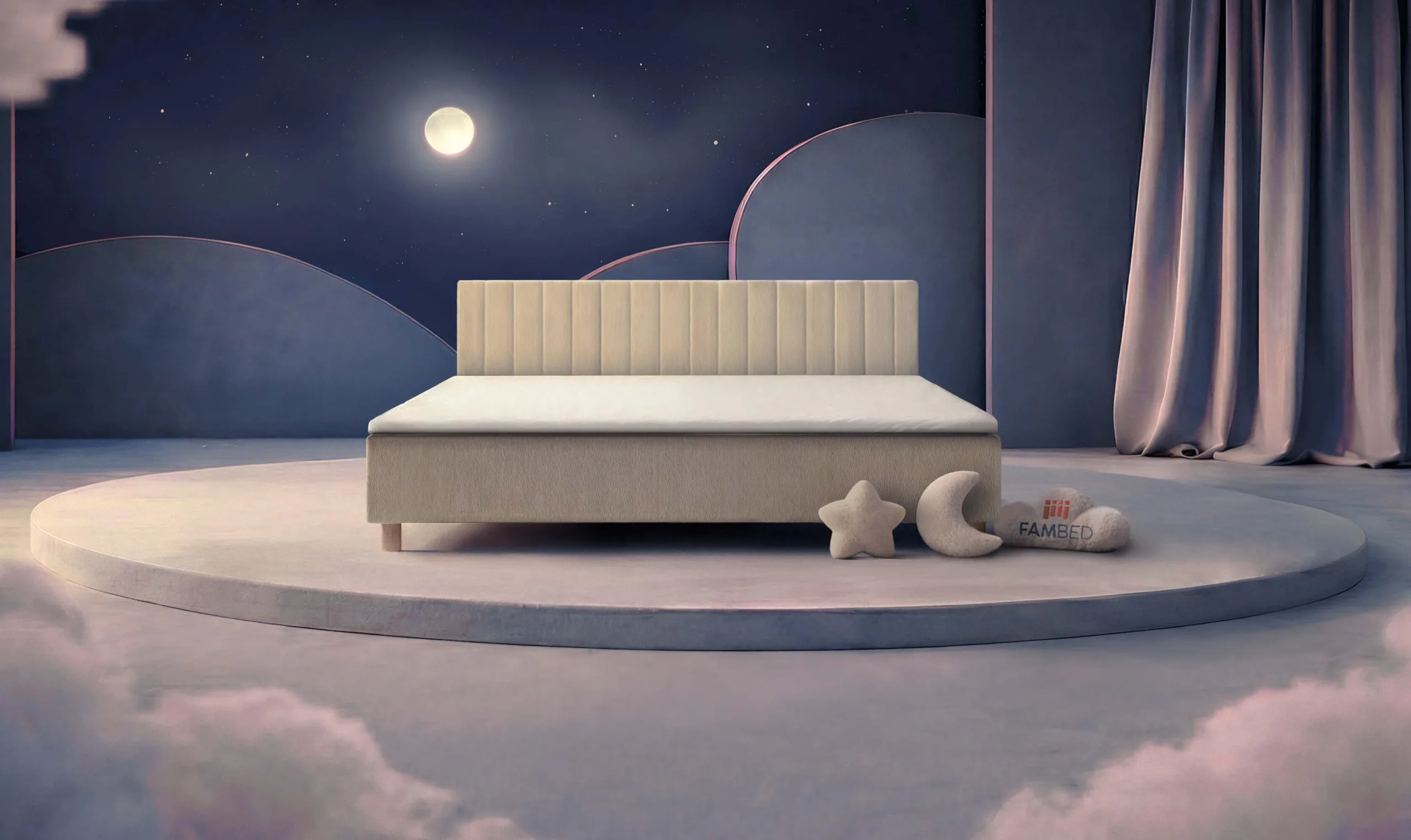 Lit familial FAMBED® de 240 cm de large, vu de trois quarts avant