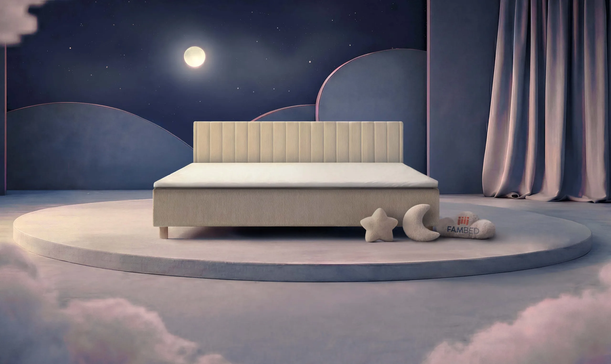 Lit familial FAMBED® de 250 cm de large, vu de trois quarts avant