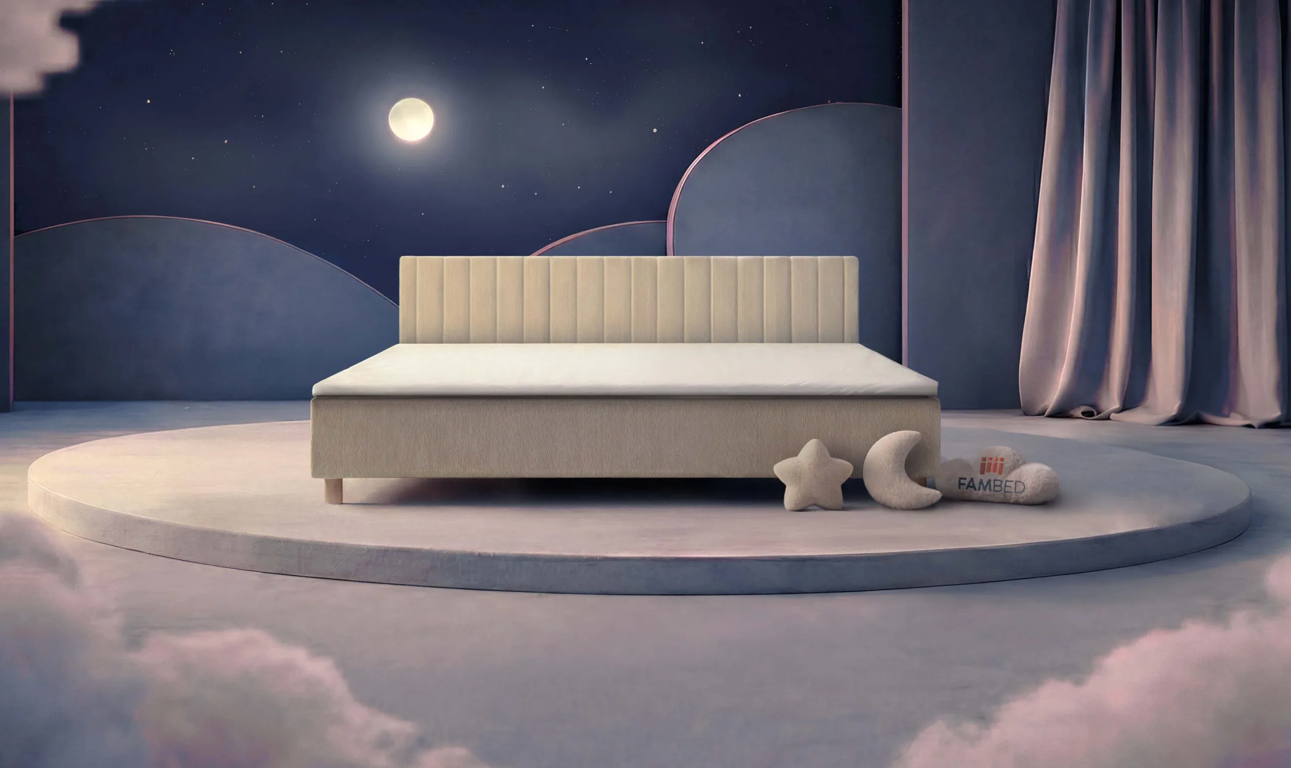 Lit familial FAMBED® de 260 cm de large, vu de trois quarts avant