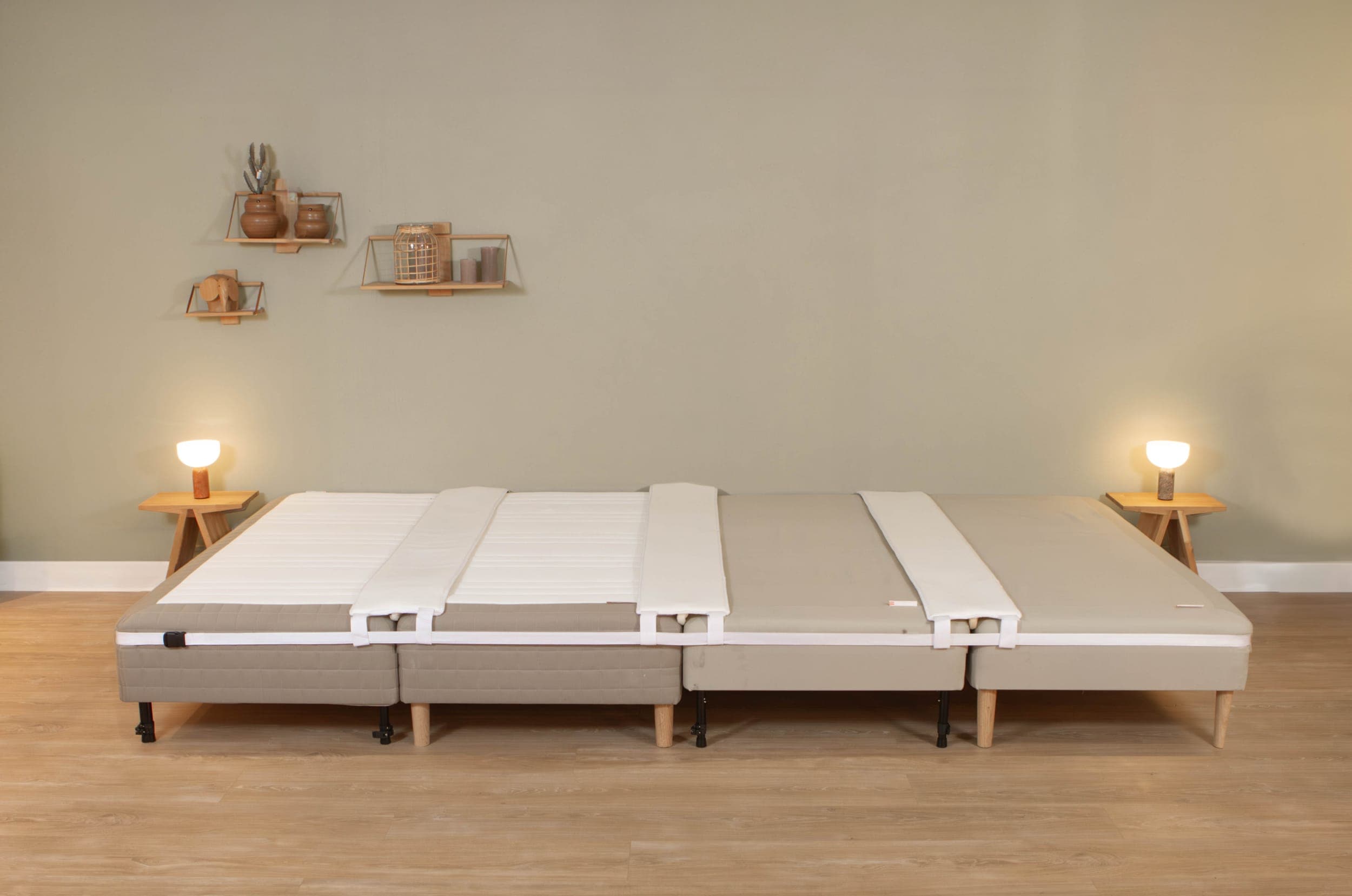 Lit existant et lit d'extension FAMBED réunis en une seule grande surface de couchage