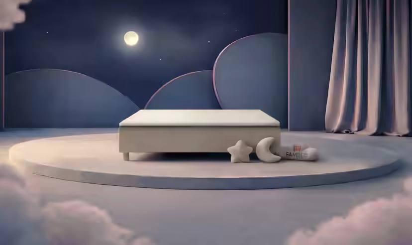 Lit familial FAMBED en beige, 210 × 200 cm, sans tête de lit