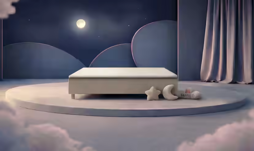 Lit familial FAMBED en beige, 230 × 210 cm, sans tête de lit