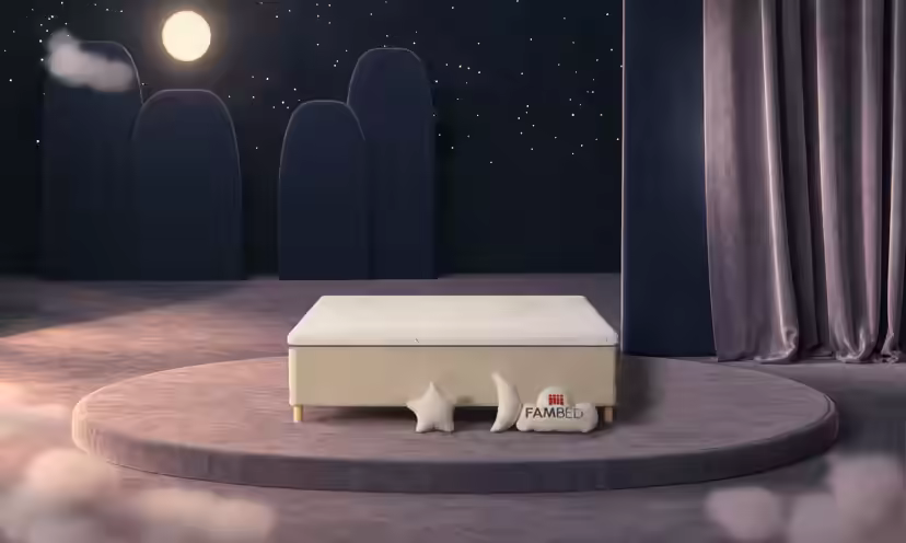 Lit familial FAMBED en beige, 200 × 210 cm, sans tête de lit