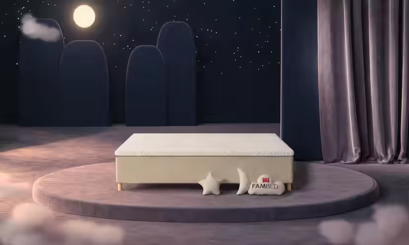 Lit familial FAMBED en beige, 240 × 200 cm, sans tête de lit