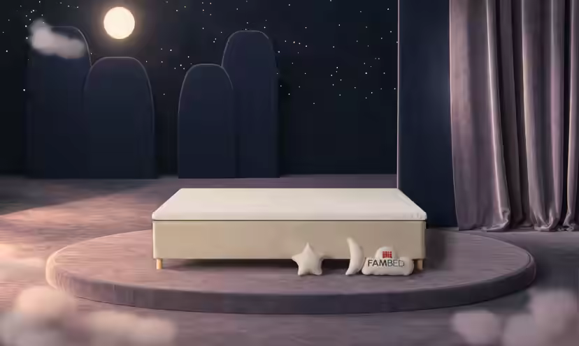 Lit familial FAMBED en beige, 260 × 200 cm, sans tête de lit