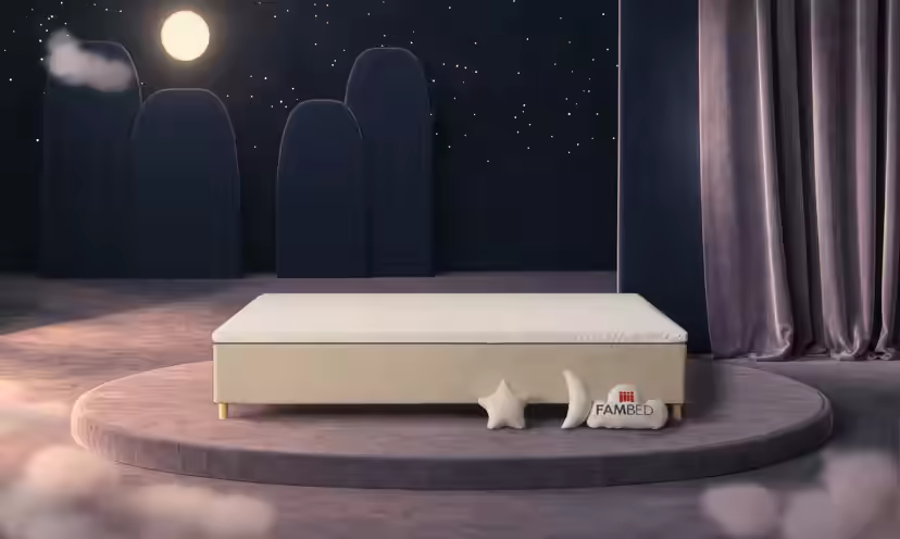 Lit familial FAMBED en beige, 290 × 210 cm, sans tête de lit