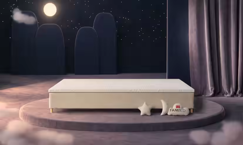 Lit familial FAMBED en beige, 330 × 210 cm, sans tête de lit