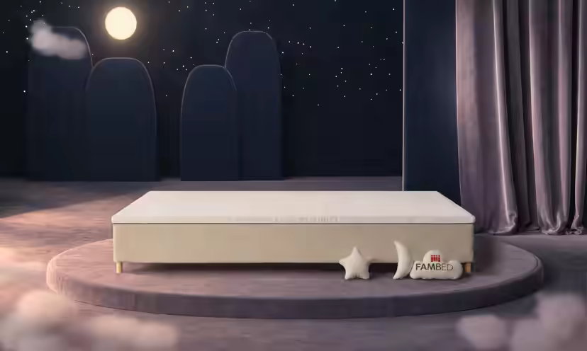 Lit familial FAMBED en beige, 340 × 210 cm, sans tête de lit