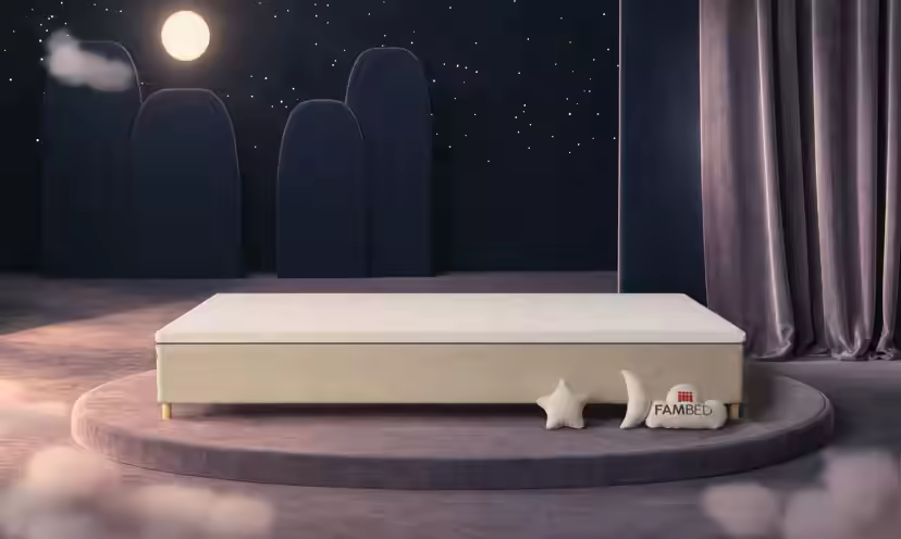 Lit familial FAMBED en beige, 360 × 200 cm, sans tête de lit