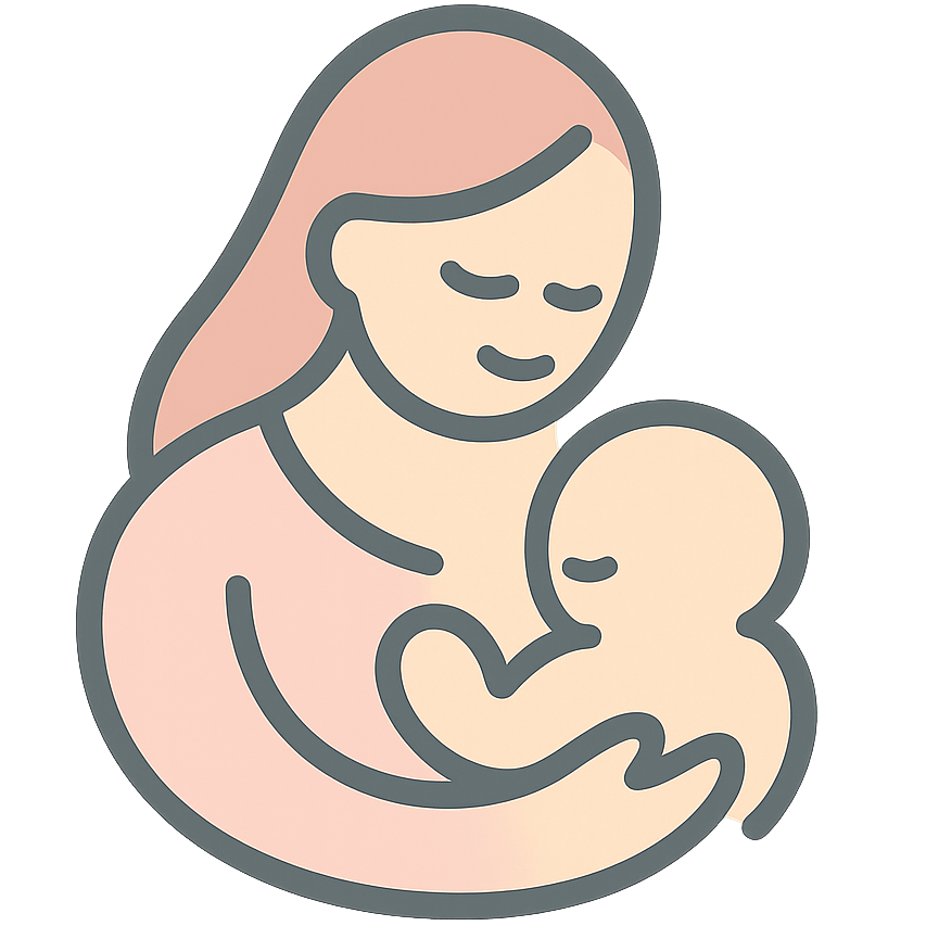 Une icône d’une mère allaitant son bébé pendant le co-sleeping dans un lit familial.