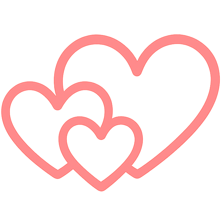 Une icône de trois cœurs qui s’entrelacent comme symbole du co-sleeping.